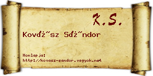Kovász Sándor névjegykártya